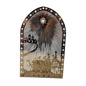 Gold Metal Cut out Nativity Candle Holder House of Lloyd Brass Filigree